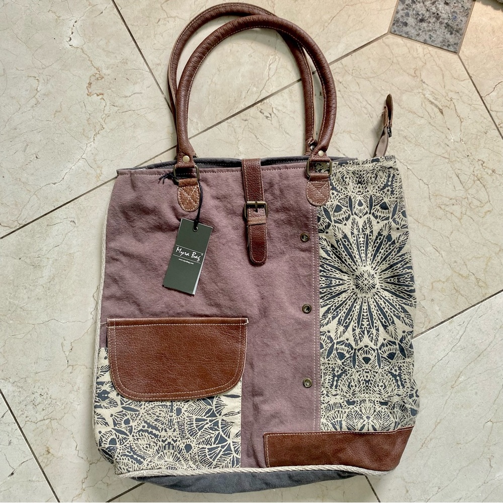 MYRA BAG Flower Design Canvas Tote Bag NEW WITH TAGS!!